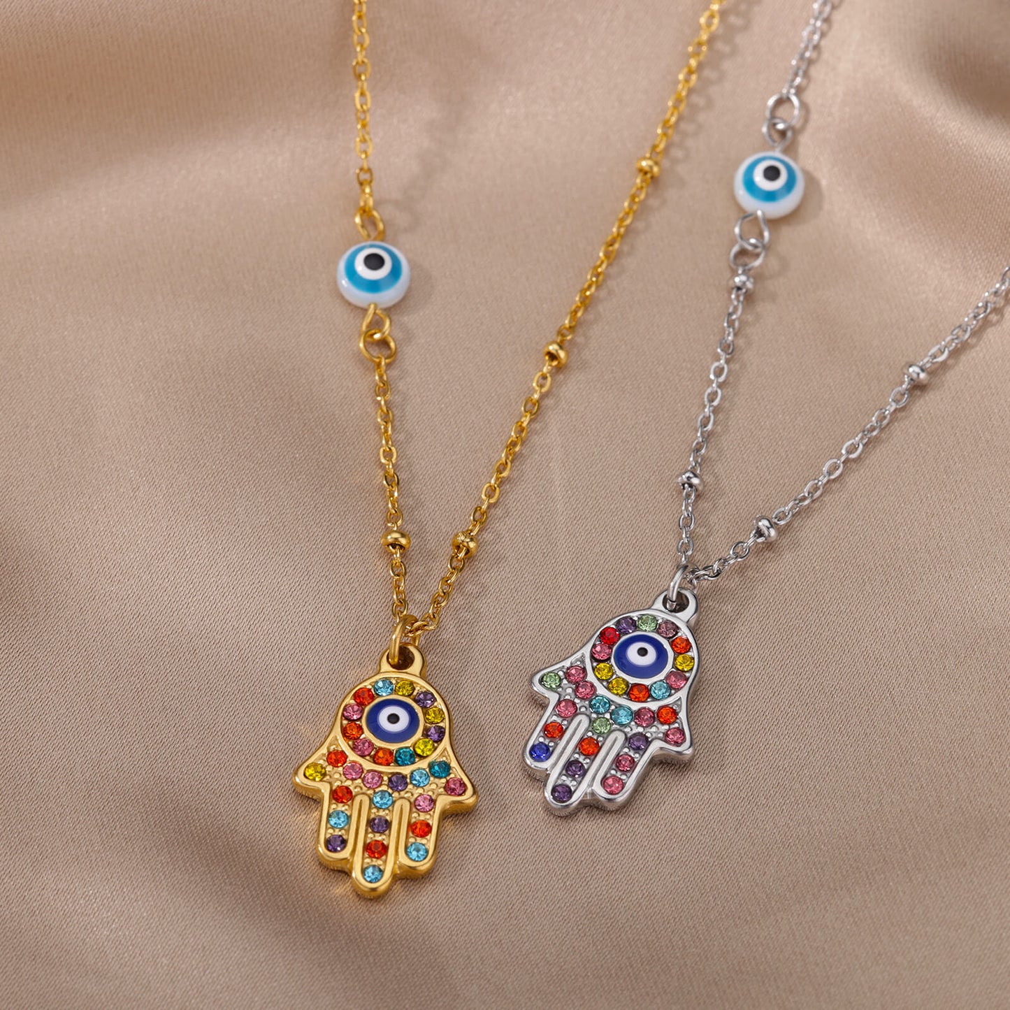Zircon Evil Eye Pendant Necklace