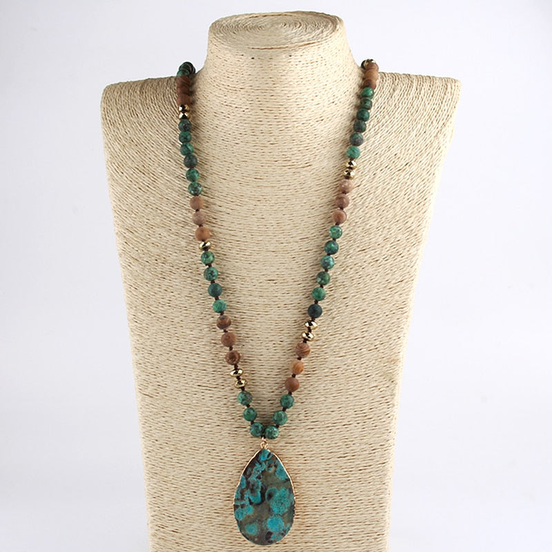 Boho Jewelry Natural Stones With Semi Precious Pendant