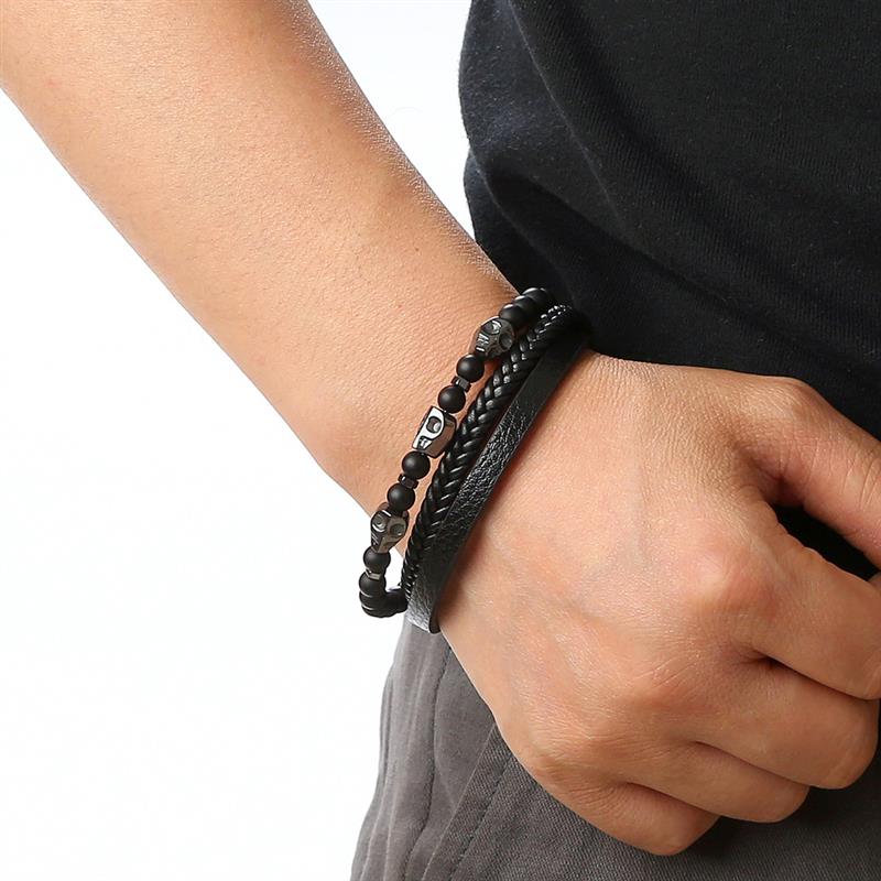 Tiger Eye Beaded Multi-Layer Leather Bracelet
