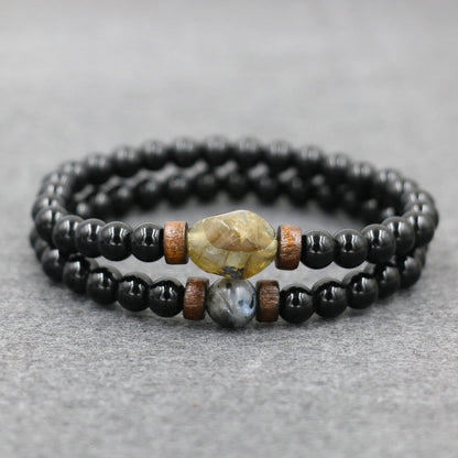 Lava Stone Bracelet Labradorite Moonstone Beads Chakra