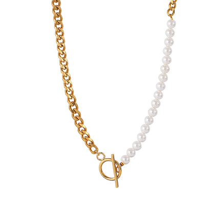 Pearl Steel Chain Necklace