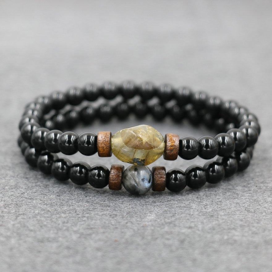 Lava Stone Bracelet Labradorite Moonstone Beads Chakra