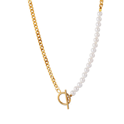 Pearl Steel Chain Necklace