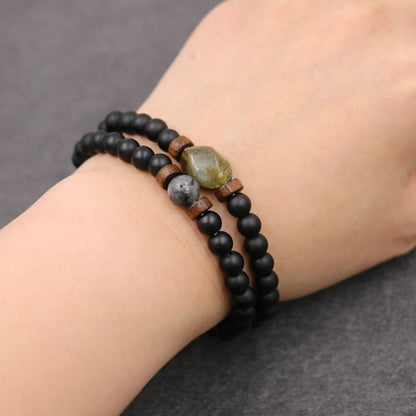 Lava Stone Bracelet Labradorite Moonstone Beads Chakra