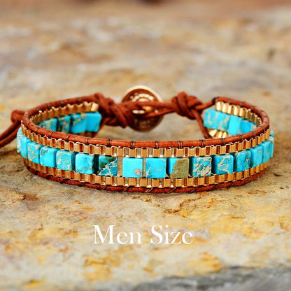 New Gold-Plated Chain Turquoise Stone Bracelet