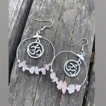 Bohemian Moon Rainbow Fluorite Hoop Earrings