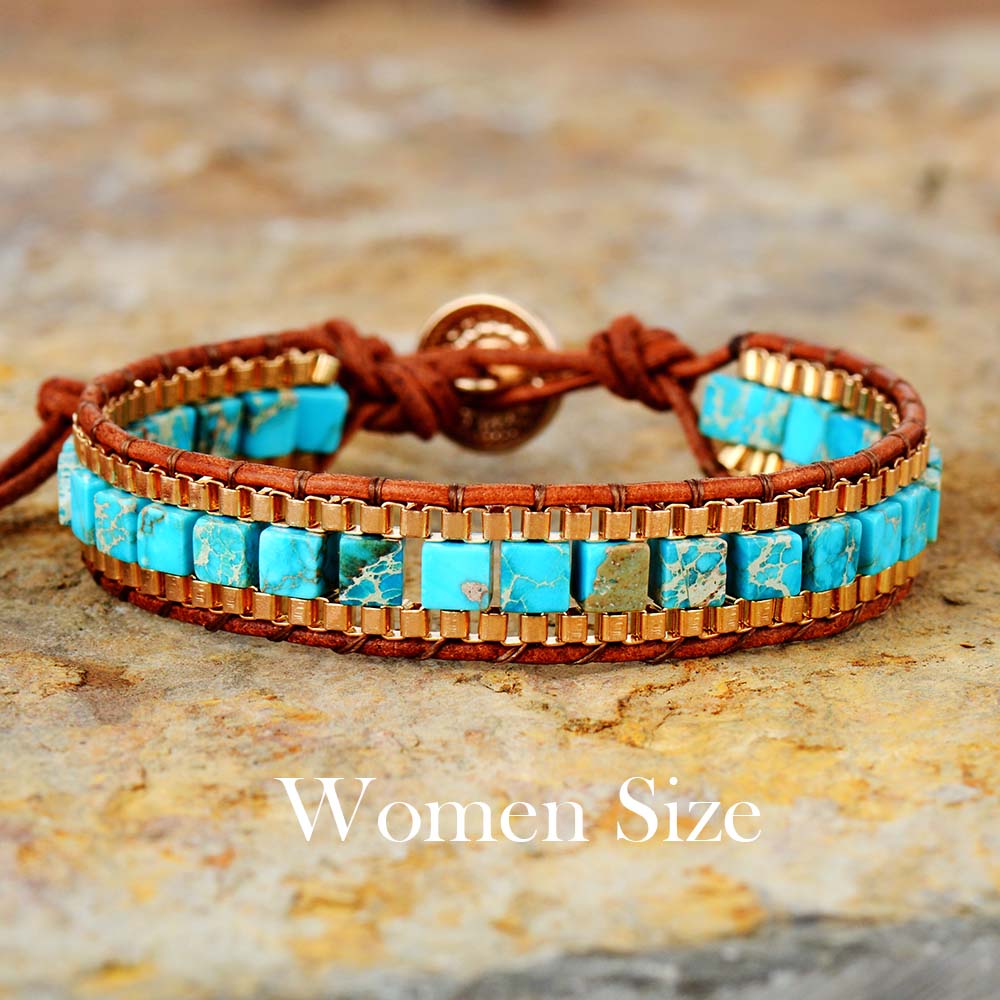 New Gold-Plated Chain Turquoise Stone Bracelet