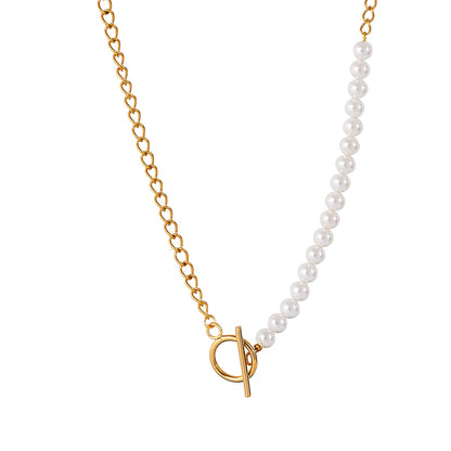 Pearl Steel Chain Necklace