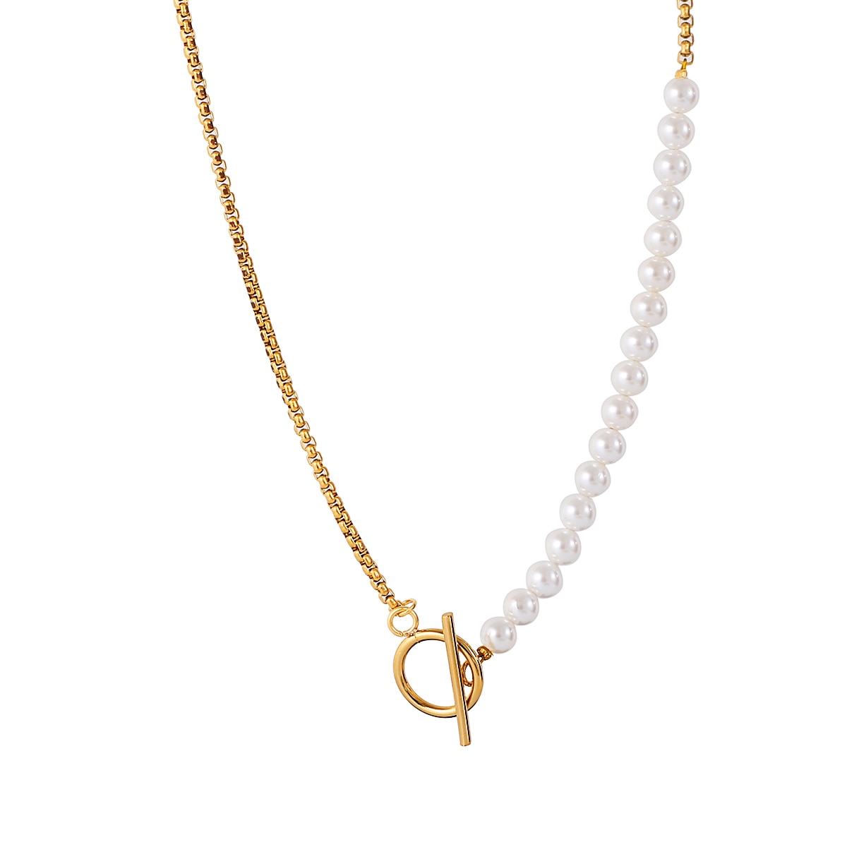 Pearl Steel Chain Necklace