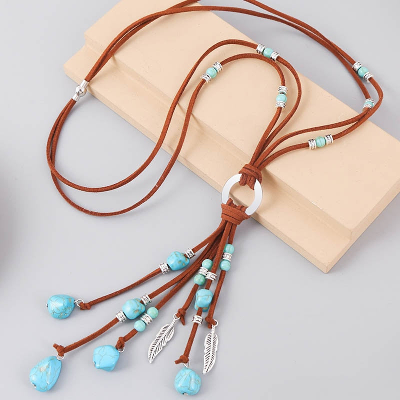 Bohemian Style Genuine Leather Chain Necklace