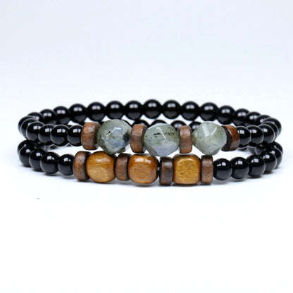 Lava Stone Bracelet Labradorite Moonstone Beads Chakra