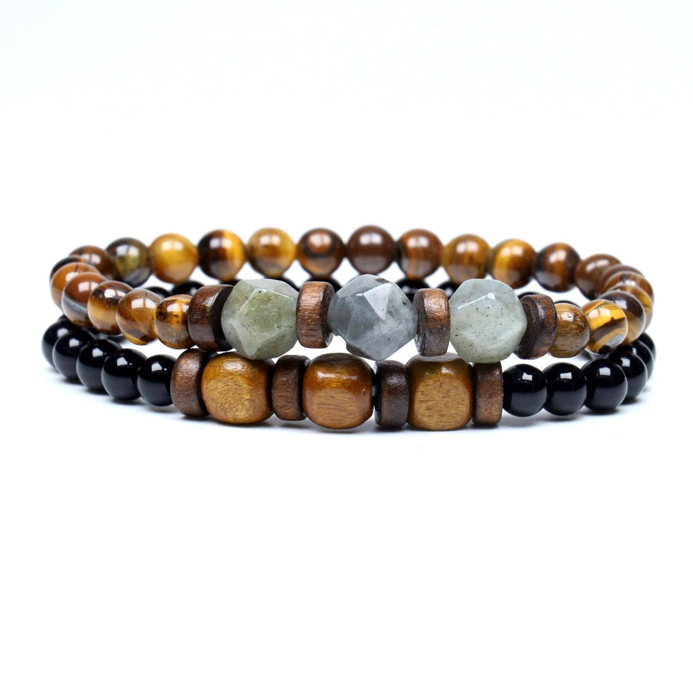 Lava Stone Bracelet Labradorite Moonstone Beads Chakra