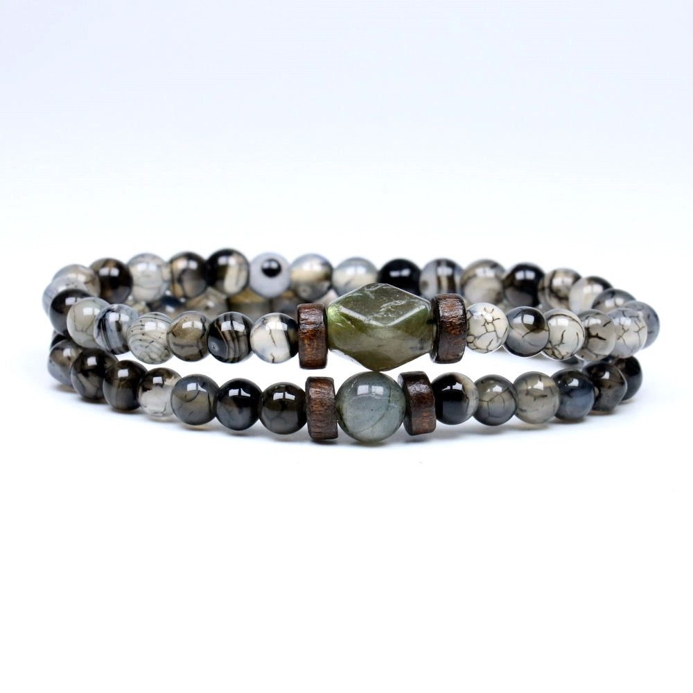 Lava Stone Bracelet Labradorite Moonstone Beads Chakra