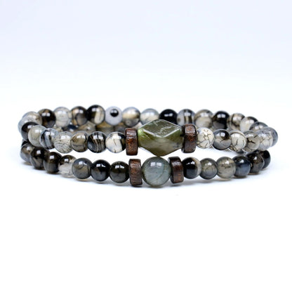 Lava Stone Bracelet Labradorite Moonstone Beads Chakra