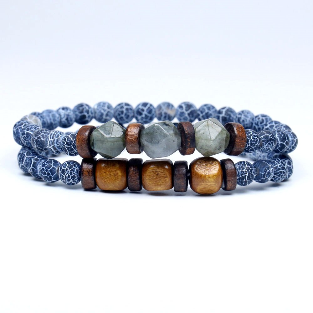 Lava Stone Bracelet Labradorite Moonstone Beads Chakra