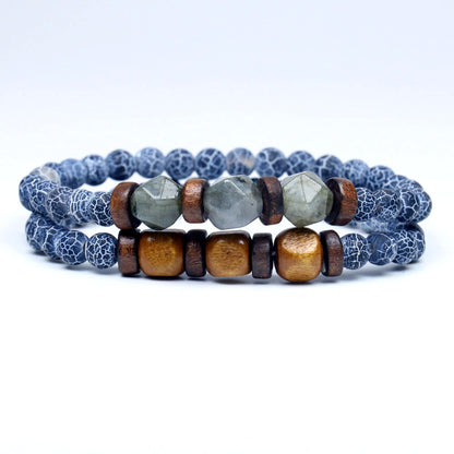 Lava Stone Bracelet Labradorite Moonstone Beads Chakra