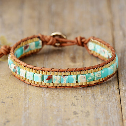 New Gold-Plated Chain Turquoise Stone Bracelet