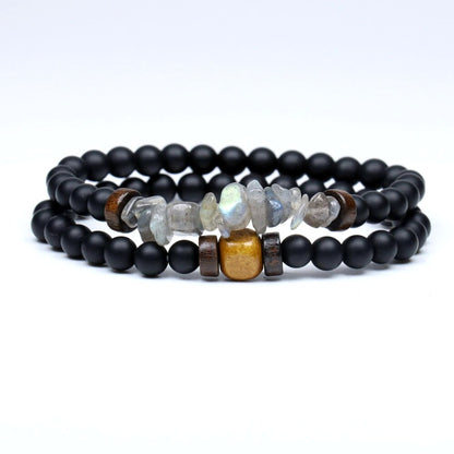 Lava Stone Bracelet Labradorite Moonstone Beads Chakra