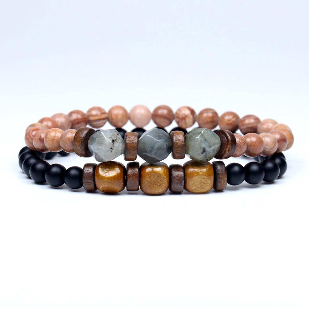 Lava Stone Bracelet Labradorite Moonstone Beads Chakra