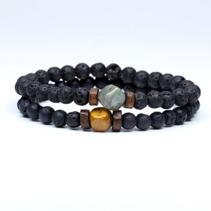 Lava Stone Bracelet Labradorite Moonstone Beads Chakra