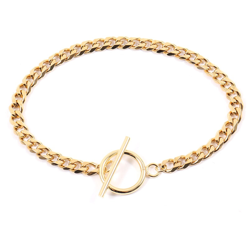 Paperclip Chain Simulated Pearl Stainless Steel Chain Bracelet