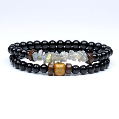 Lava Stone Bracelet Labradorite Moonstone Beads Chakra