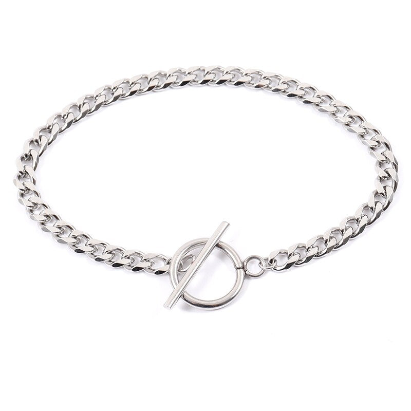 Paperclip Chain Simulated Pearl Stainless Steel Chain Bracelet