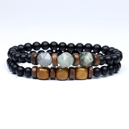 Lava Stone Bracelet Labradorite Moonstone Beads Chakra